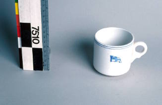 Ceramic cup used on SS MOBIL AUSTRALIS, Associated Steamships Steamships Pty Ltd.