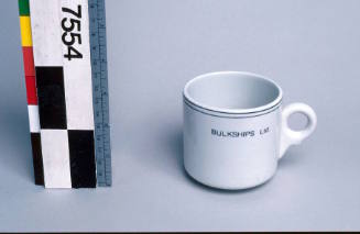 White cup used on SS MOBIL AUSTRALIS, Bulkships Pty Ltd.

