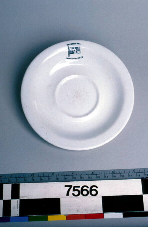 White saucer from SS IRON DUKE, Broken Hill Proprietary Company Limited (BHP).