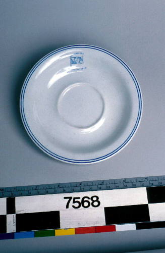 White saucer from IRON DERBY, Broken Hill Proprietary Company Limited (BHP).