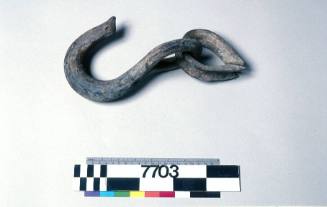 Cargo hook and shackle from unknown vessel.