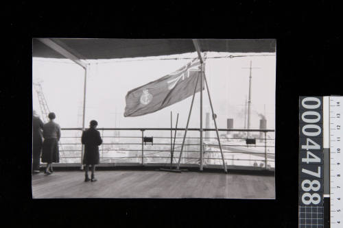 Ensign flying at the stern of migrant ship NEW AUSTRALIA