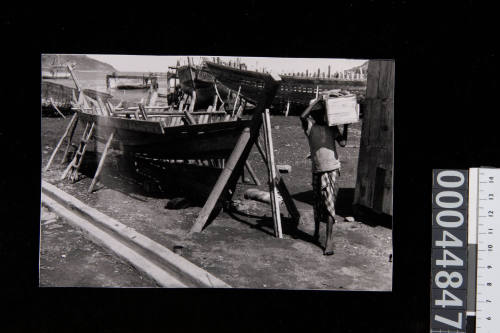 Dhows under construction at Ma'alla in Aden, Yemen