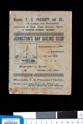 Johnston’s Bay Sailing Club program 1899