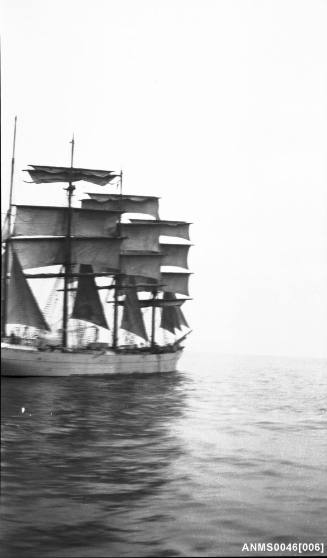 Four masted barque with reduced sail