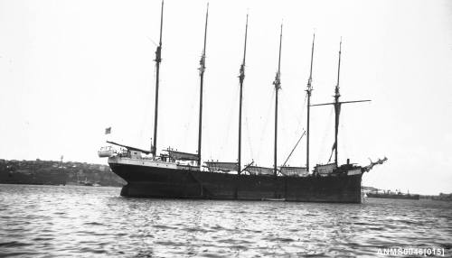 Six masted USA schooner STERLING at anchor