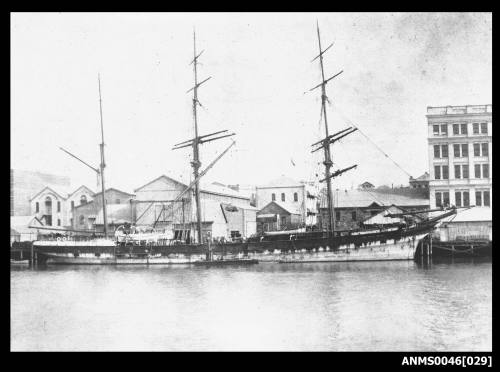 Three masted barque SCOTTISH PRINCE alongside a wharf