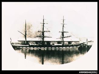 Three masted barque SCOTTISH ADMIRAL alongside a wharf