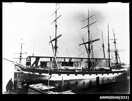 Three masted barque SCOTTISH PRINCE alongside a wharf