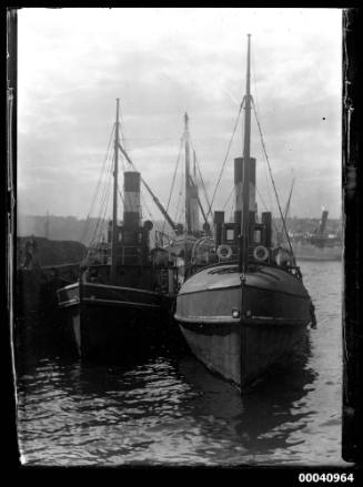 Three tugs: IRRESISTIBE; HALL CAIN; and GAME COCK and Island Steamer ST LOUIS
