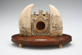 Fob watch stand with mounted whale teeth