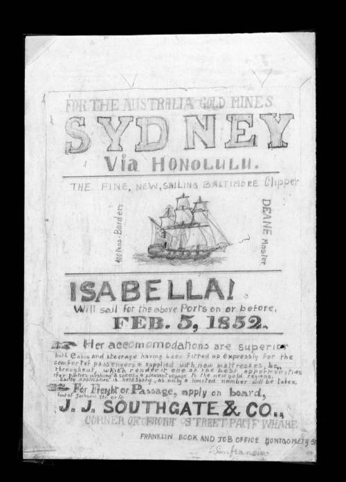 Copy of a handbill for the Baltimore clipper ISABELLA