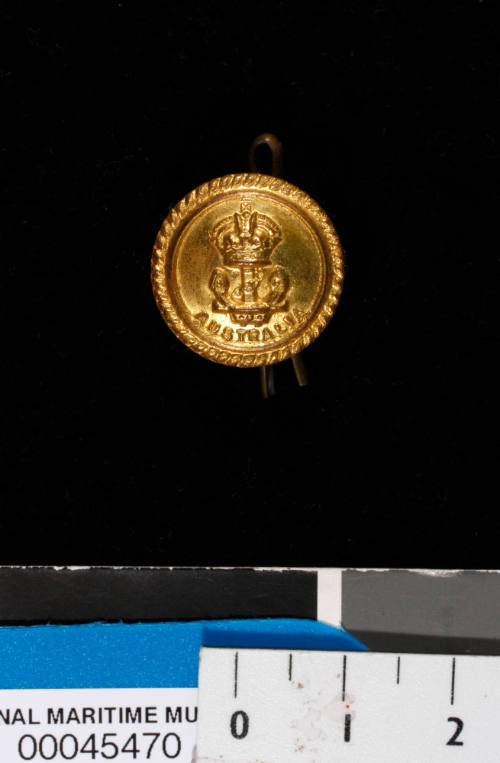 Button from Royal Australian Naval uniforms of Commander Robert James Varley