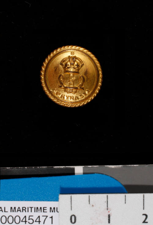 Button from Royal Australian Naval uniforms of Commander Robert James Varley