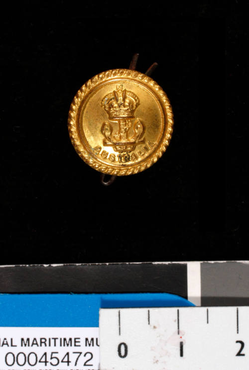 Button from Royal Australian Naval uniforms of Commander Robert James Varley