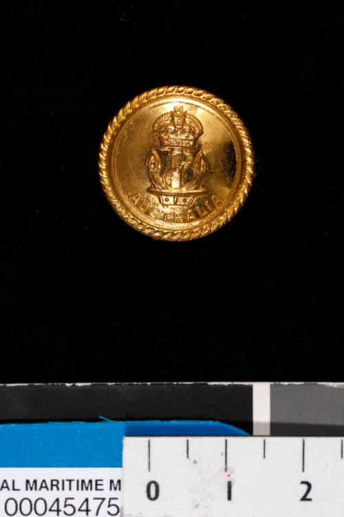 Button from Royal Australian Naval uniforms of Commander Robert James Varley