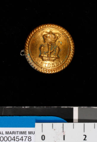 Button from Royal Australian Naval uniforms of Commander Robert James Varley