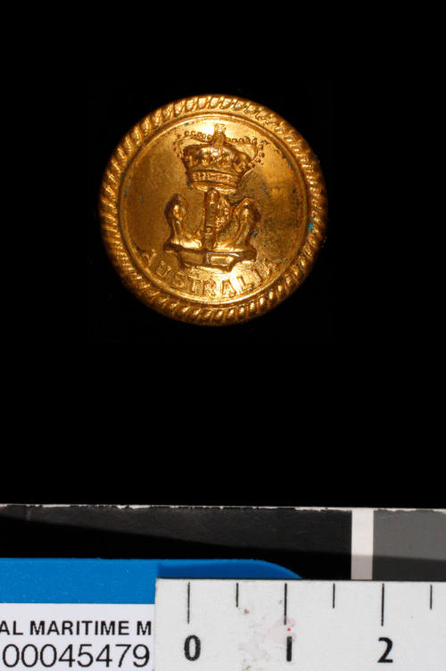 Button from Royal Australian Naval uniforms of Commander Robert James Varley