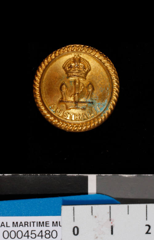 Button from Royal Australian Naval uniforms of Commander Robert James Varley