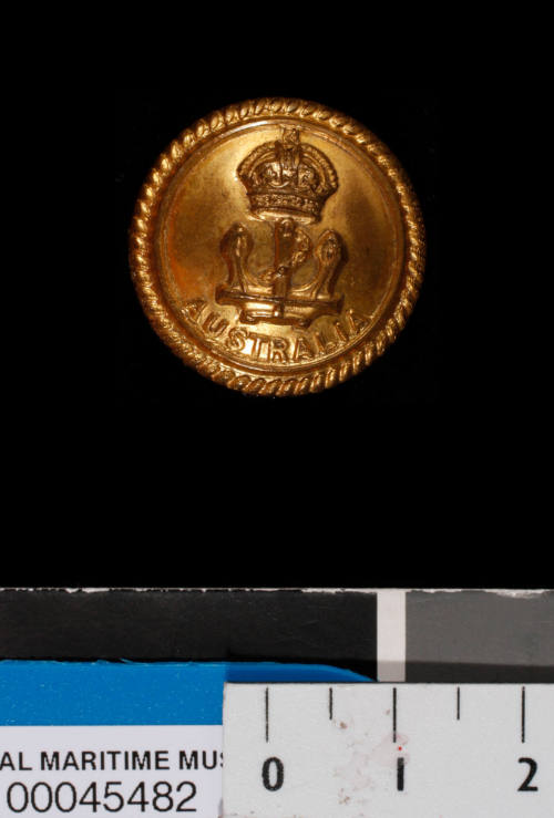 Button from Royal Australian Naval uniforms of Commander Robert James Varley