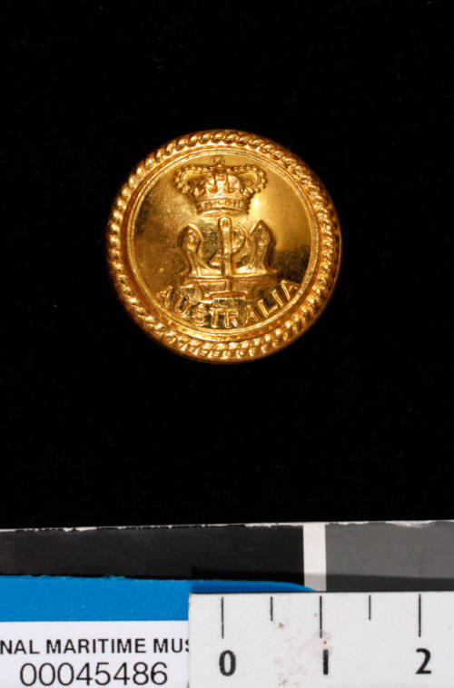 Button from Royal Australian Naval uniforms of Commander Robert James Varley