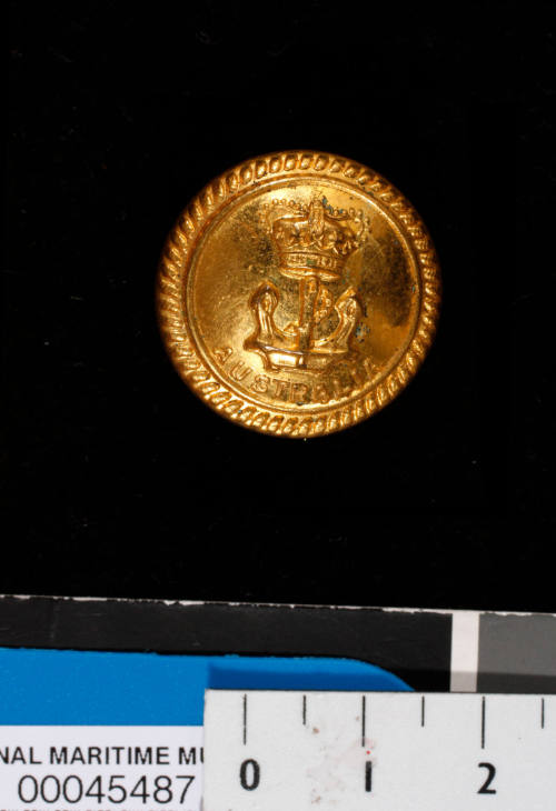 Button from Royal Australian Naval uniforms of Commander Robert James Varley