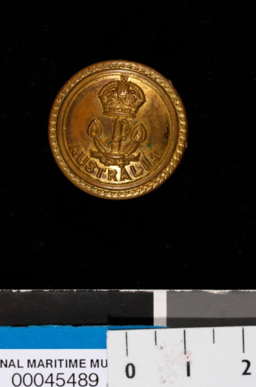 Button from Royal Australian Naval uniforms of Commander Robert James Varley