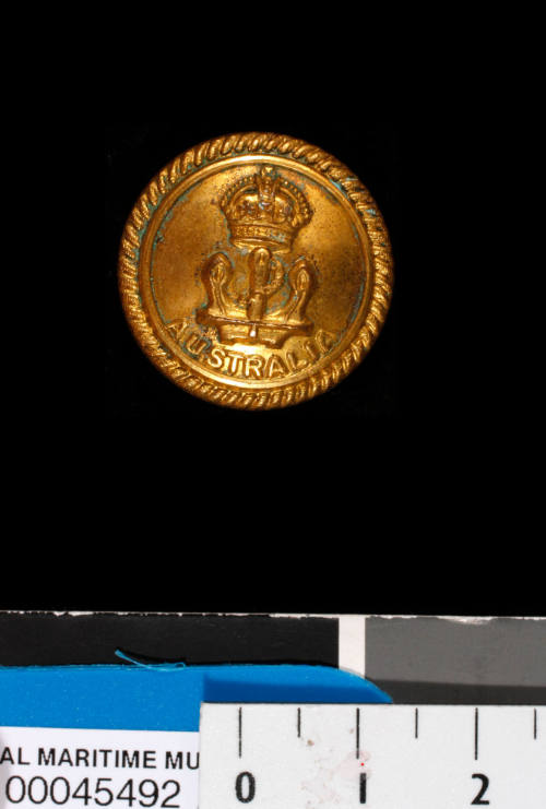 Button from Royal Australian Naval uniforms of Commander Robert James Varley