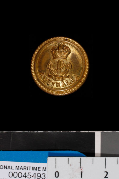 Button from Royal Australian Naval uniforms of Commander Robert James Varley