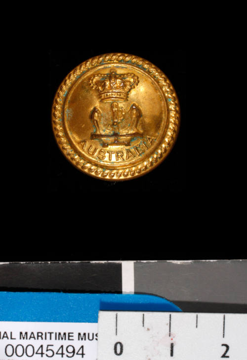 Button from Royal Australian Naval uniforms of Commander Robert James Varley