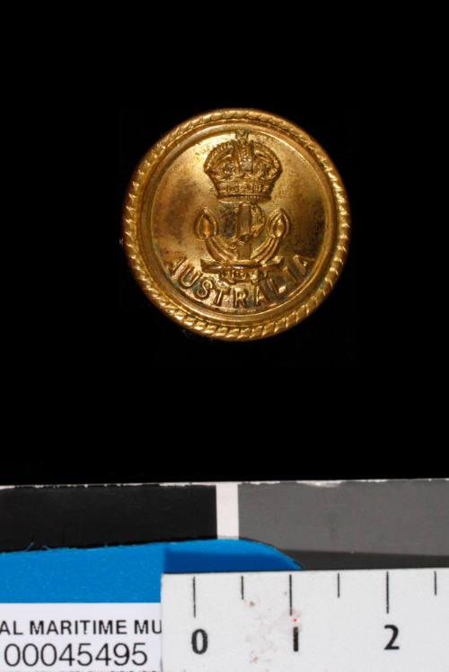 Button from Royal Australian Naval uniforms of Commander Robert James Varley