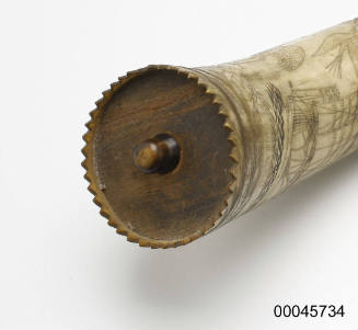 Stopper from a scrimshaw powder horn carved by Louis Gauvin