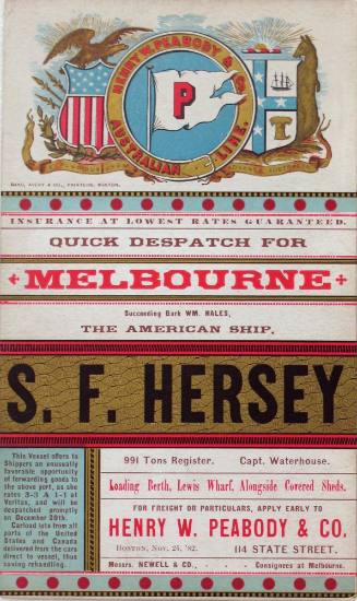Quick despatch to Melbourne : the American ship S.F. HERSHEY : Henry W. Peabody & Co. Australian Line