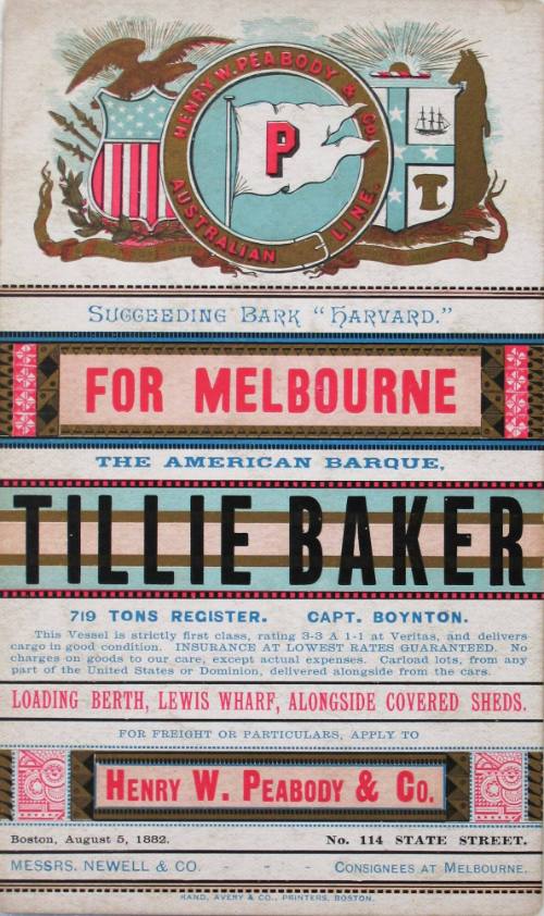 For Melbourne, the American Barque TILLIE BAKER