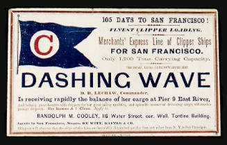 DASHING WAVE - Merchants' Express Line of Clipper Ships for San Francisco