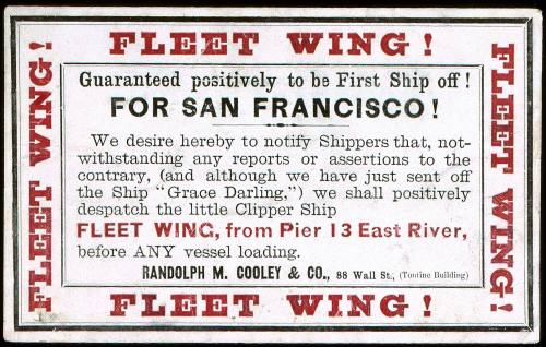 Clipper card advertising FLEET WING