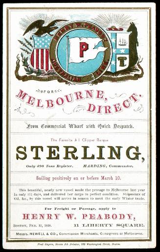 For Melbourne, direct. The favourite A 1 clipper barque STERLING