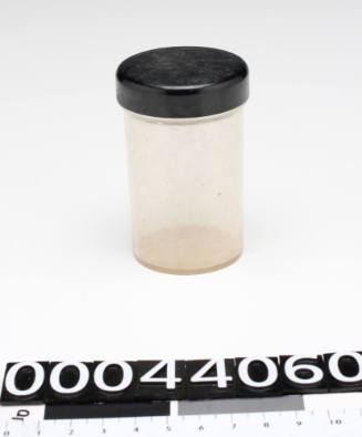 Plastic cylindrical container used for storing nuclei and related objects