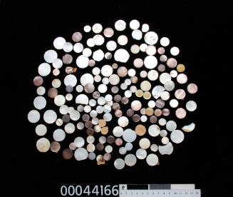 Circular pieces of pearl shell