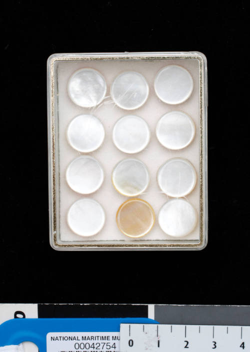 White and clear plastic box, with white velvet lining