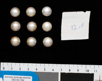 Nine cultured half pearls (or mabe pearls) with shell bases