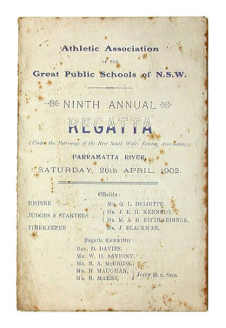 Regatta program for Athletic Association of the Great Public Schools of New South Wales