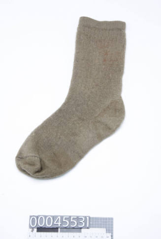 Khaki sock worn by CMDR Peter Collins AM, RFD, QC