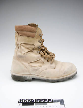Right khaki boot worn by CMDR Peter Collins AM, RFD, QC
