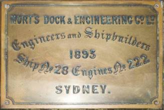 Mort's Dock & Engineering Co. Ltd, Engineers and Shipbuilders, 1893, Ship No. 28, Engines No. 222, Sydney