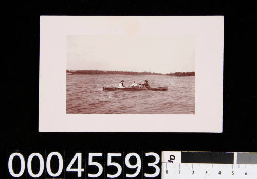 Postcard of two women rowing