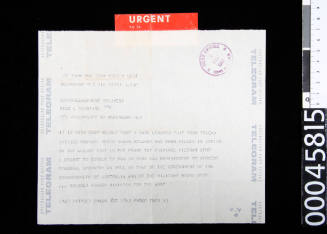 Telegram from Malcolm Fraser regarding death during service in Vietnam