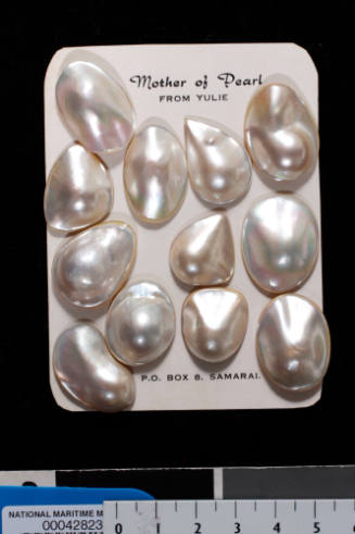 Twelve cultured blister pearls on pearl shell bases