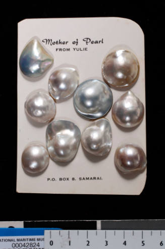 Ten cultured blister pearls, with pearl shell backs