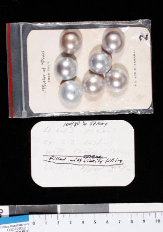 Seven large cultured half pearls (or mabe pearls) with shell bases